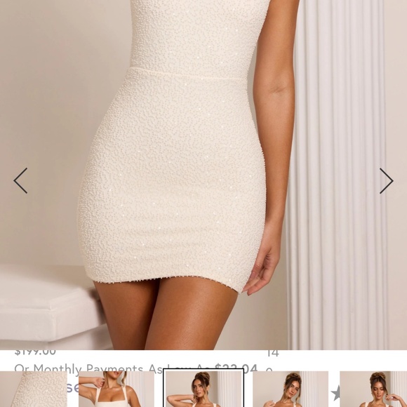 Embellished Square Neck Mini Dress in White - Picture 6 of 6